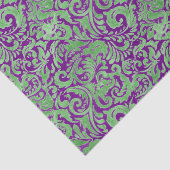 Paarse Groene Floral Batik Tissuepapier (Detail)