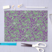 Paarse Groene Floral Batik Tissuepapier (Craft)