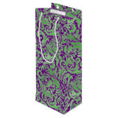 Paarse Groene Floral Batik Wijn Cadeautas (Achterkant Gekanteld)
