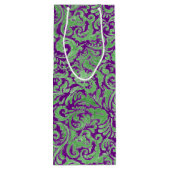 Paarse Groene Floral Batik Wijn Cadeautas (Achterkant)