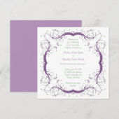 Paarse groene Floral Scroll Wedding Invitation Kaart (Voorkant / Achterkant)