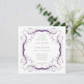 Paarse groene Floral Scroll Wedding Invitation Kaart (Staand voorkant)
