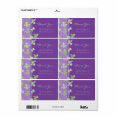 Paarse groene Floral Swirls Wedding Labels (Full Sheet)