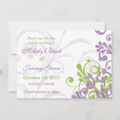 Paarse Groene Floral Wedding Foto Save the Date (Achterkant)