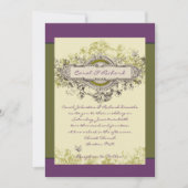 Paarse Groene Floral Wedding Uitnodiging (Voorkant)