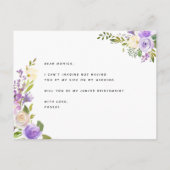 Paarse groene Floral zijn mijn jeneverbes bruidsme Uitnodiging Briefkaart (Achterkant)