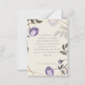 Paarse/Groene Foto Begrafenissympathie Dank u kaar Notitiekaartje (Achterkant)