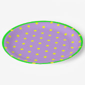 Paarse Groene Gele Geometrische Polka Dots Papieren Bordje (Gekanteld)