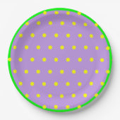Paarse Groene Gele Geometrische Polka Dots Papieren Bordje (Voorkant)
