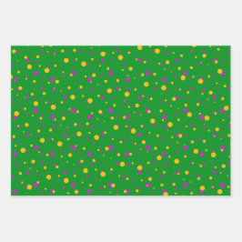 PAARSE GROENE GELE MARDI GRAS-PATRONEN INPAKPAPIER VEL