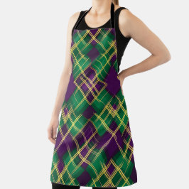 PAARSE GROENE GELE MARDI GRAS PLAID PATROON SCHORT