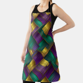 PAARSE GROENE GELE MARDI GRAS WEAVEN PATROON SCHORT
