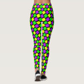 Paarse Groene Gele Patroon Zwart Mardi Gras Leggings (Achterkant)