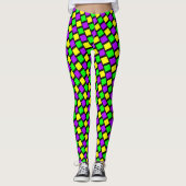 Paarse Groene Gele Patroon Zwart Mardi Gras Leggings (Voorkant)
