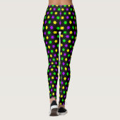 Paarse Groene Gele Sterren Zwart Mardi Gras Leggings (Achterkant)