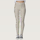 Paarse Groene Gele Stippen Witte Mardi Gras Leggings (Voorkant)