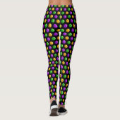 Paarse Groene Gele Stippen Zwart Mardi Gras Leggings (Achterkant)