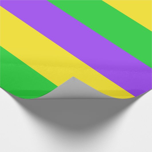 Paarse groene gele strepen New Orleans Mardi Gras Cadeaupapier (Hoek)