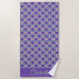 paarse groene geometrische textuur cirkelpatroon n strandlaken