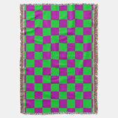Paarse groene geruit controlepatroon deken (Voorkant Verticaal)
