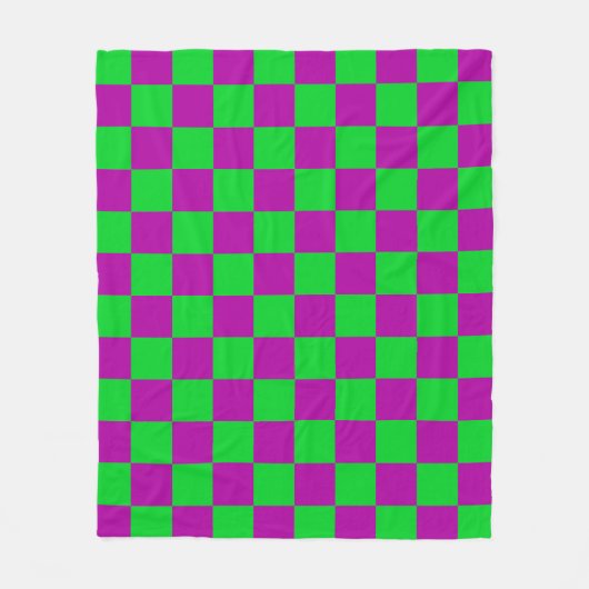 Paarse groene geruit controlepatroon fleece deken (Voorkant)