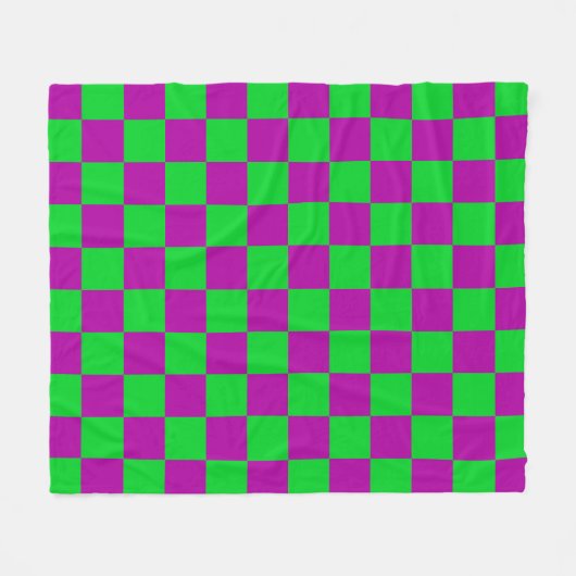 Paarse groene geruit controlepatroon fleece deken (Voorkant (Horizontaal))