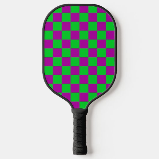 Paarse groene geruit controlepatroon pickleball paddle (Voorkant)