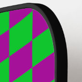 Paarse groene geruit controlepatroon pickleball paddle (Links Detail)