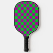 Paarse groene geruit controlepatroon pickleball paddle (Achterkant)