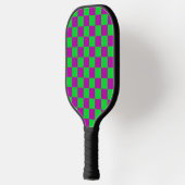 Paarse groene geruit controlepatroon pickleball paddle (Links)