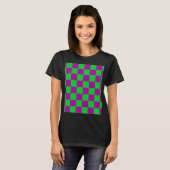 Paarse groene geruit controlepatroon t-shirt (Voorkant volledig)