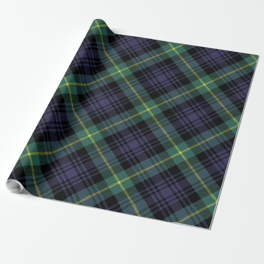 Paarse groene geruite elegante tartan cadeaupapier (Uitgerold)