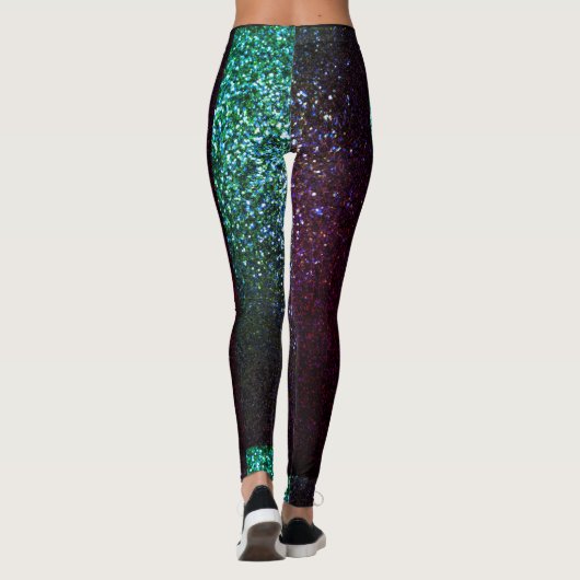 Paarse groene glitter leggings (Achterkant)
