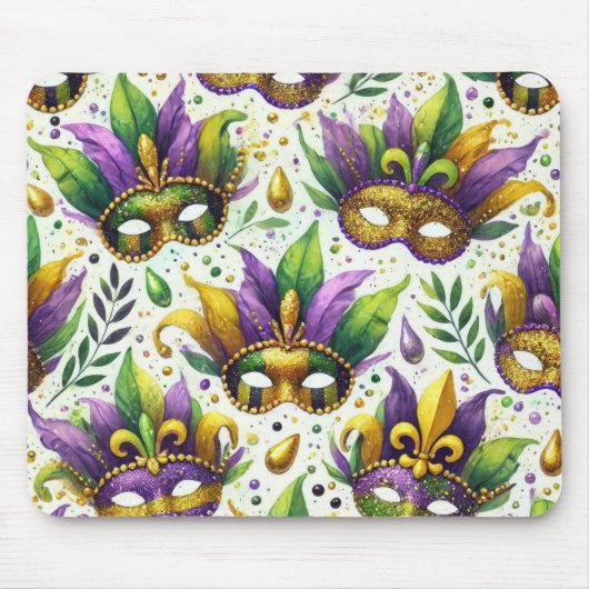 PAARSE GROENE GLITTER LOOK MARDI GRAS MASKERS MUISMAT (Voorkant)