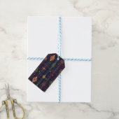 PAARSE GROENE GOUD KERSTREPEN PATROON CADEAULABEL (Met Touw)