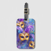 PAARSE GROENE GOUD WATERVERF MARDI GRAS MASKERS BAGAGELABEL (Voorkant (verticaal))