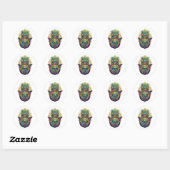 Paarse Groene Gouden Bloemblaadjes Hamsa Turquoise Ronde Sticker (Vel)