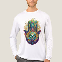 Paarse Groene Gouden Bloemblaadjes Hamsa Turquoise Tri-Blend Shirt