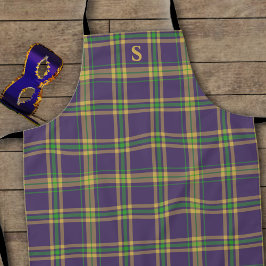 Paarse Groene Gouden Gepelde Mardi Gras Tartan Sch Schort