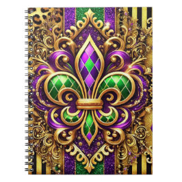 PAARSE GROENE GOUDEN MARDI GRAS FLEUR DE LIS NOTITIEBOEK