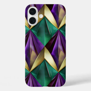 PAARSE GROENE GOUDEN MARDI GRAS KLEUREN iPhone 16 PLUS HOESJE