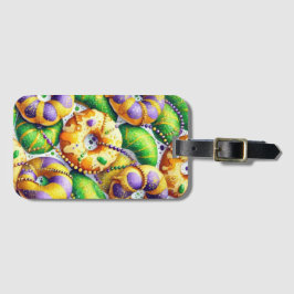 PAARSE GROENE GOUDEN MARDI GRAS KONINGENTAARTEN BAGAGELABEL