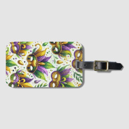 PAARSE GROENE GOUDEN MARDI GRAS MASKERS BAGAGELABEL