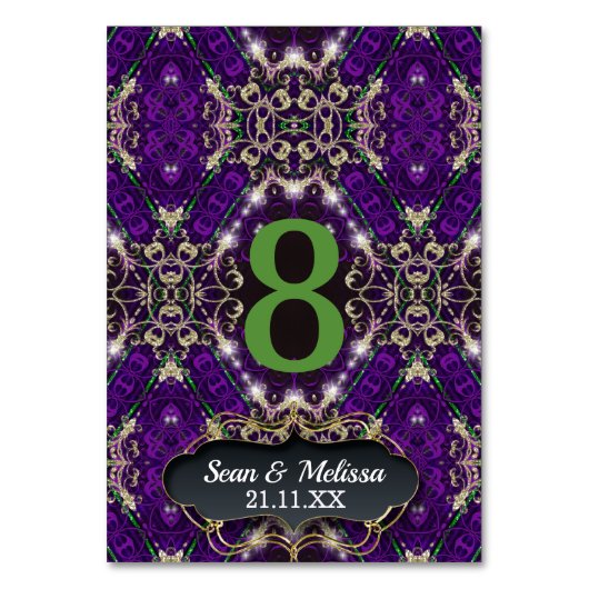 Paarse Groene Gouden Sparkle Unieke Gebeurtenis Kaart (Voorkant)