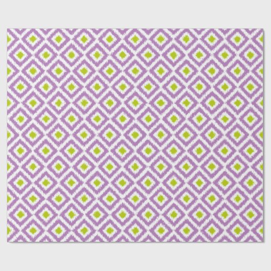 Paarse groene Ikat Pattern Cadeaupapier (Vlak)