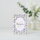 Paarse Groene Ivoor Bloemen Damast Behuizing Kaart (Staand voorkant)