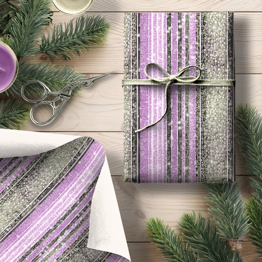 Paarse Groene Kerst Patroon#28 ID1009 Cadeaupapier
