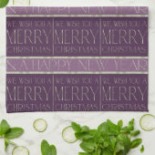Paarse Groene Kerst Patroon#35b ID1009 Theedoek (Gevouwen)