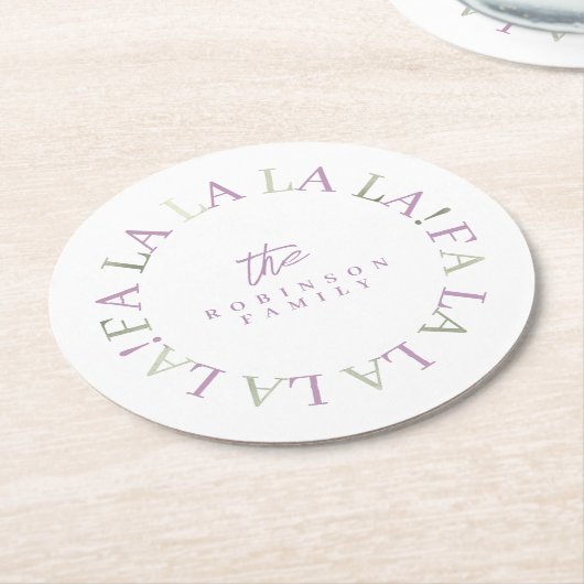 Paarse Groene Kerstmis Fa La ID1009 Ronde Kartonnen Onderzetter (Gebogen)