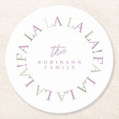 Paarse Groene Kerstmis Fa La ID1009 Ronde Kartonnen Onderzetter (Voorkant)